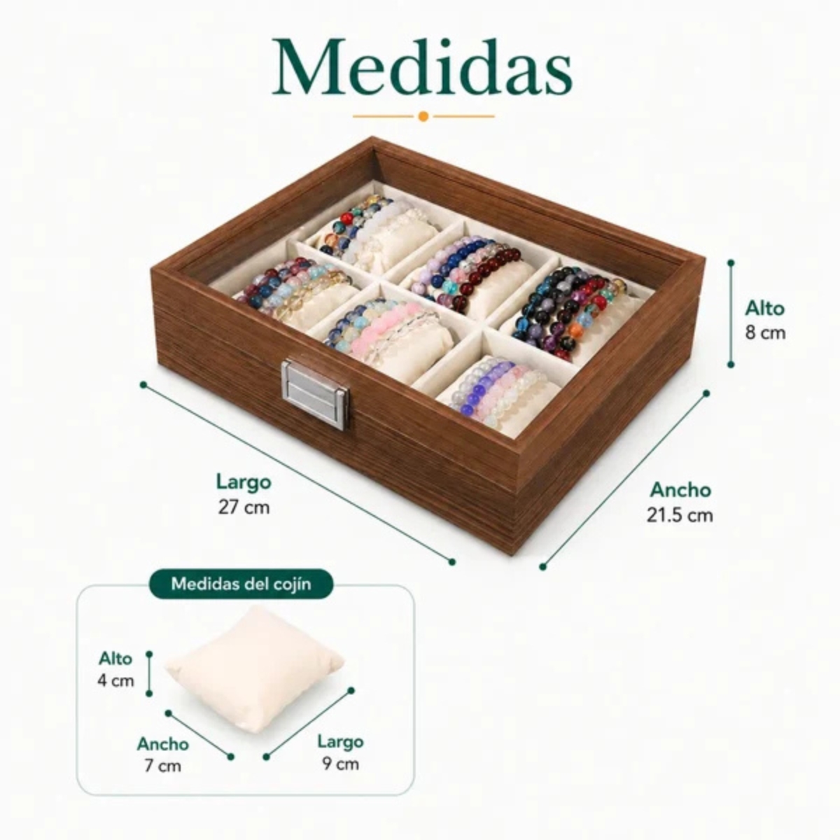 PORTA RELOJES DE 6 DIVISIONES CON TAPA TRANSPARENTE K775 - 8