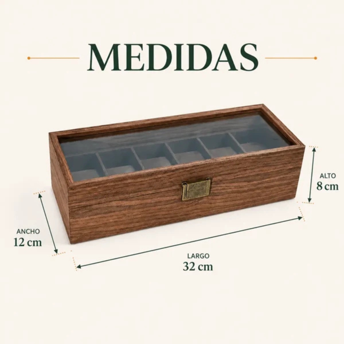 PORTA RELOJES DE 6 DIVISIONES CON TAPA TRANSPARENTE K769 - 6