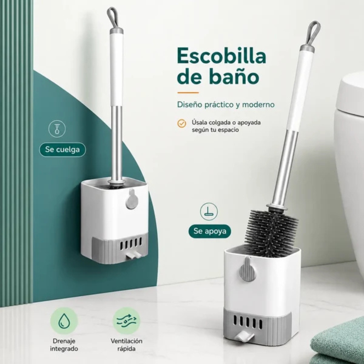 ESCOBILLA PARA INODORO KLIN CON CERDAS DE SILICONA - 6