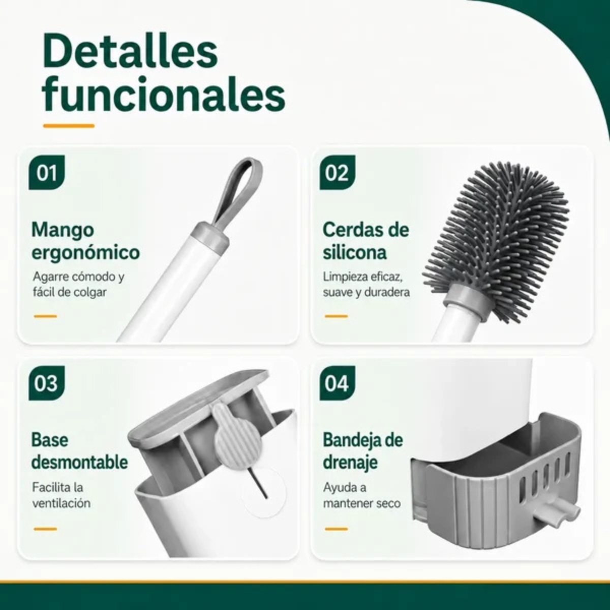 ESCOBILLA PARA INODORO KLIN CON CERDAS DE SILICONA - 7