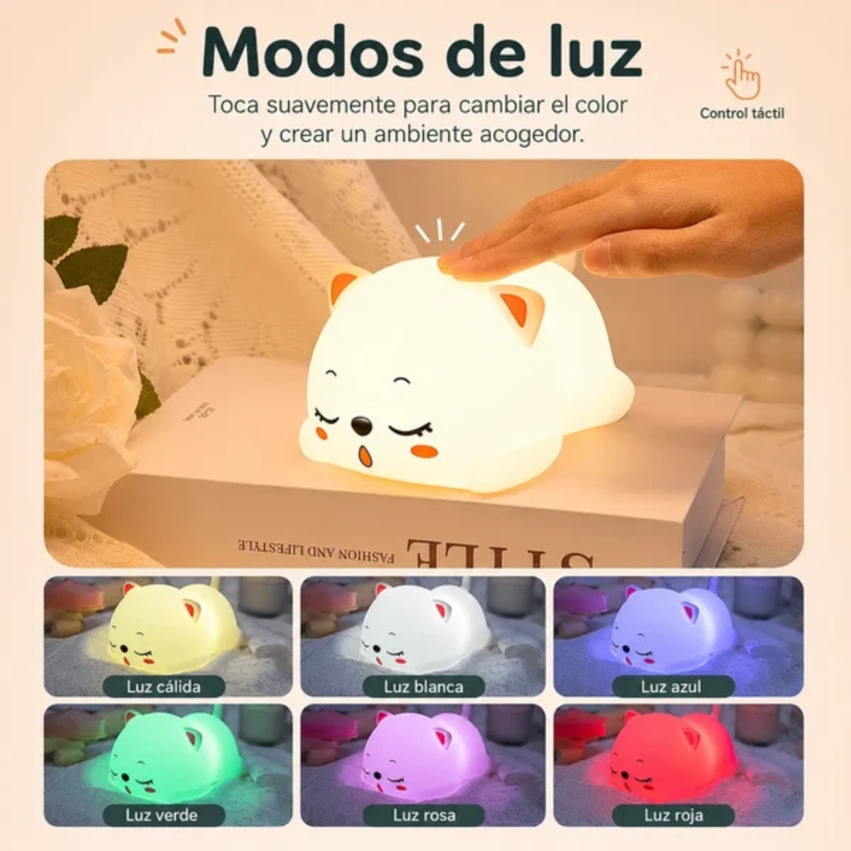 LÁMPARA DE SILICONA MODELO GATO - 5