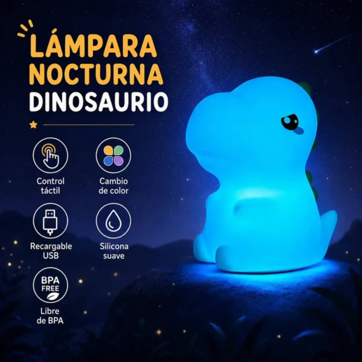 LÁMPARA DE SILICONA MODELO DINOSAURIO - 4