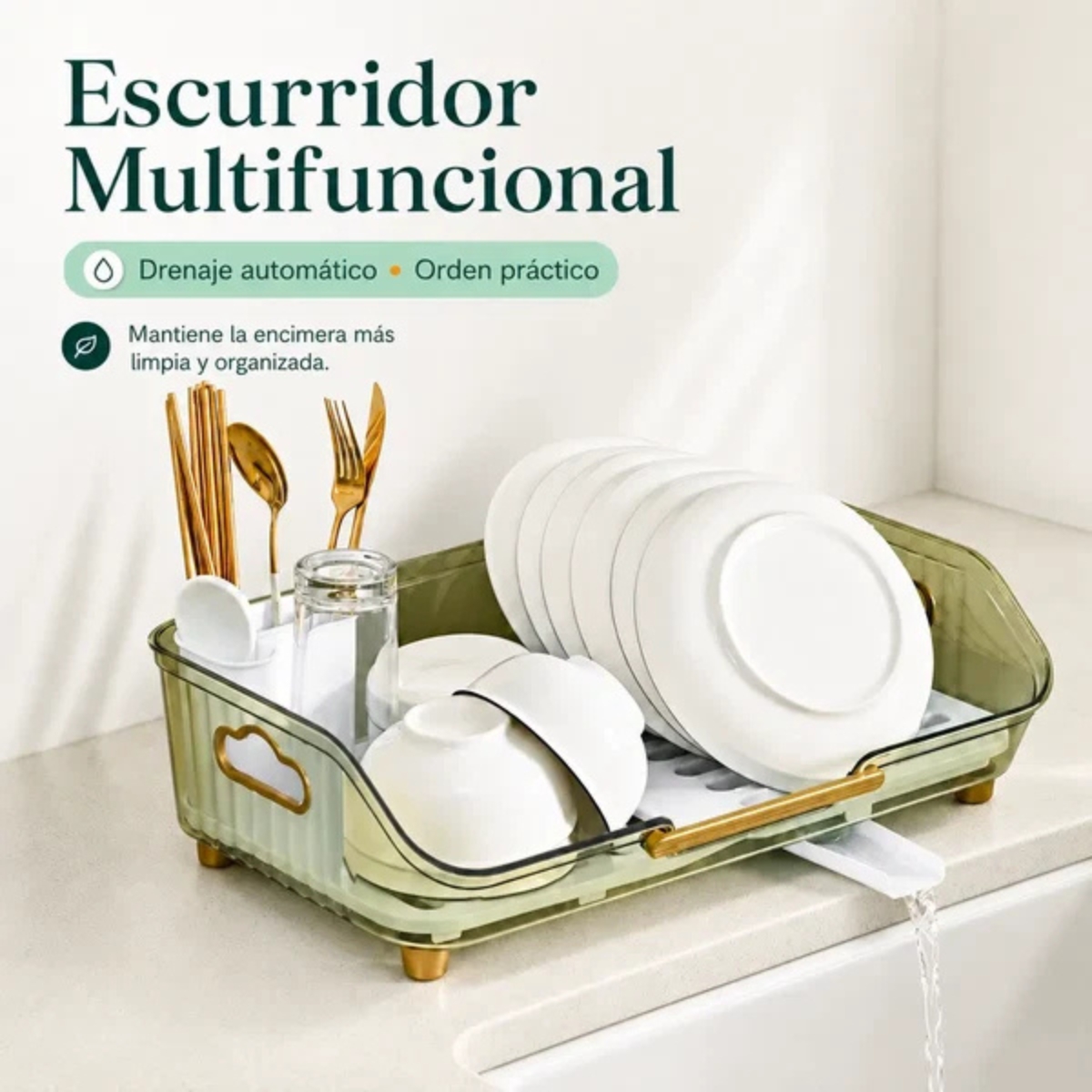 ESCURRIDOR DE PLATOS CON DRENAJE GIRATORIO ABIGAIL VERDE - 7