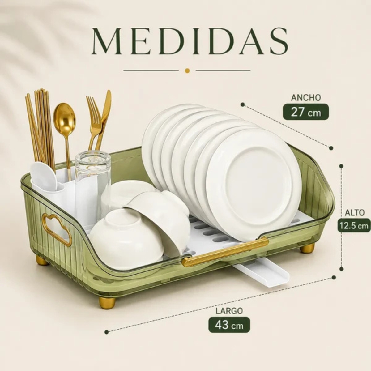 ESCURRIDOR DE PLATOS CON DRENAJE GIRATORIO ABIGAIL VERDE - 8