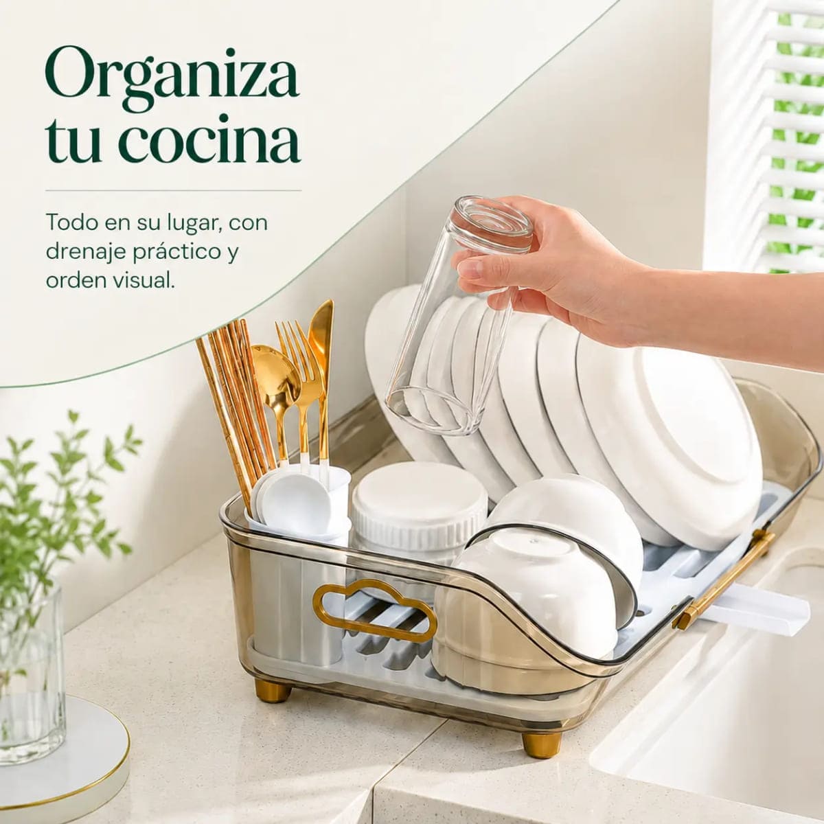 ESCURRIDOR DE PLATOS CON DRENAJE GIRATORIO ABIGAIL CAFÉ - 5