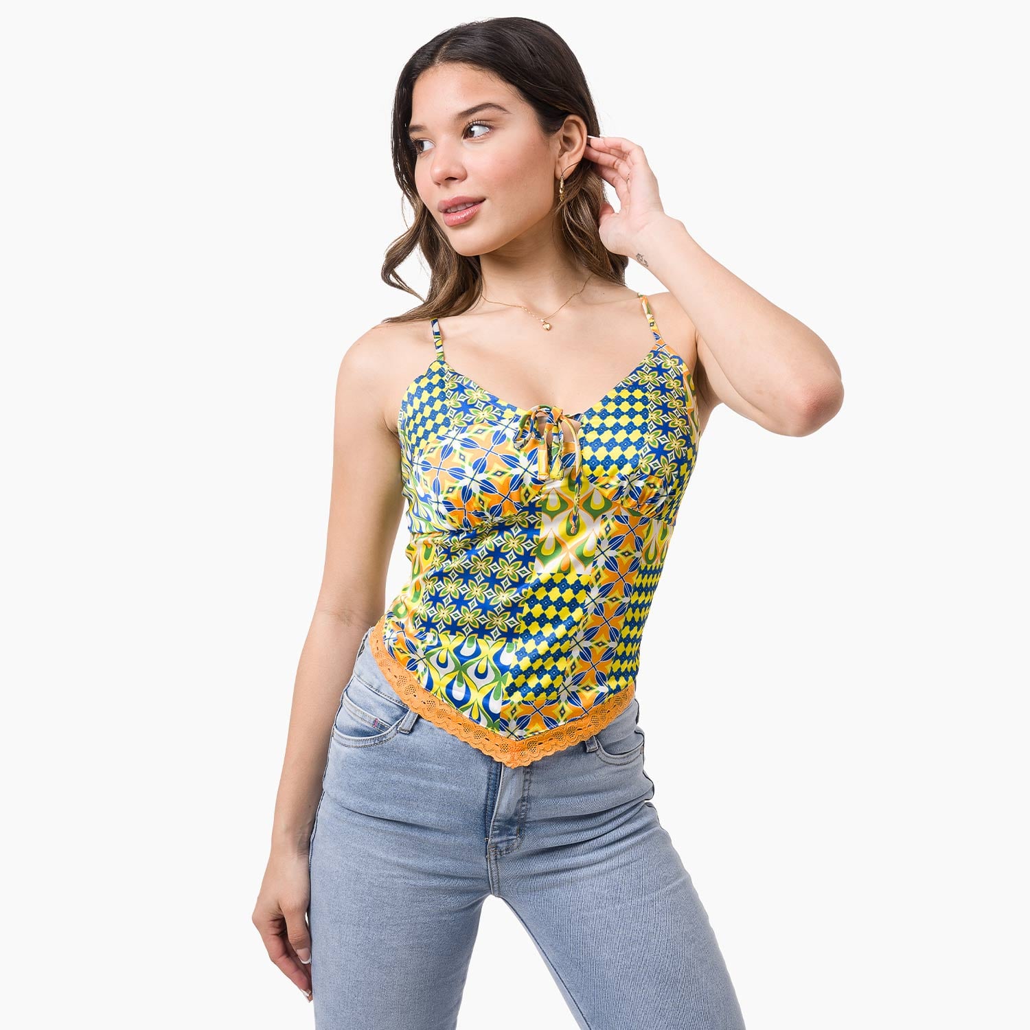 BLUSA SIN MANGAS SATÉN MUJER GZUCK MULTICOLOR SATEN CHARLBI - 1