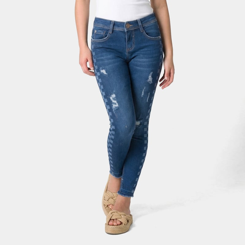 PANTALON MODA MURANA SQUARES DENIM STRETCH MUJER - 1