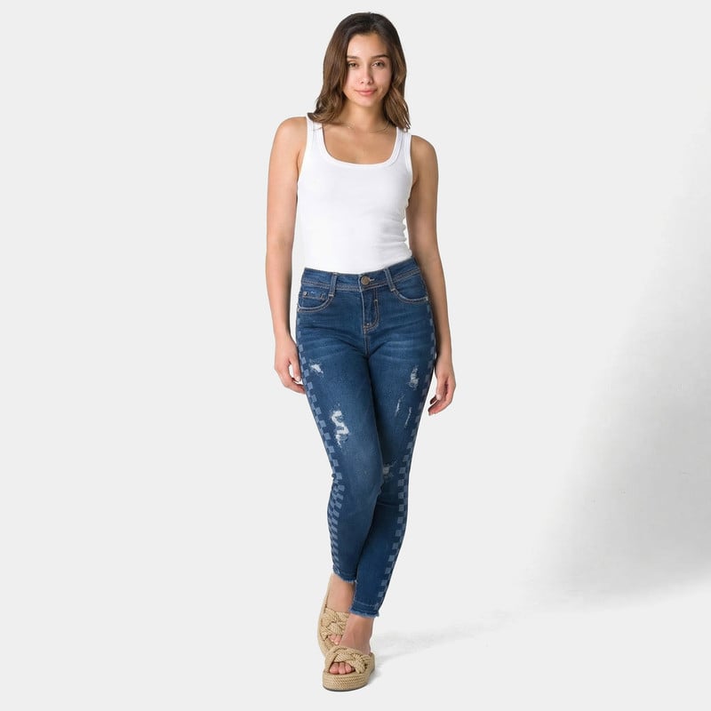 PANTALON MODA MURANA SQUARES DENIM STRETCH MUJER - 2