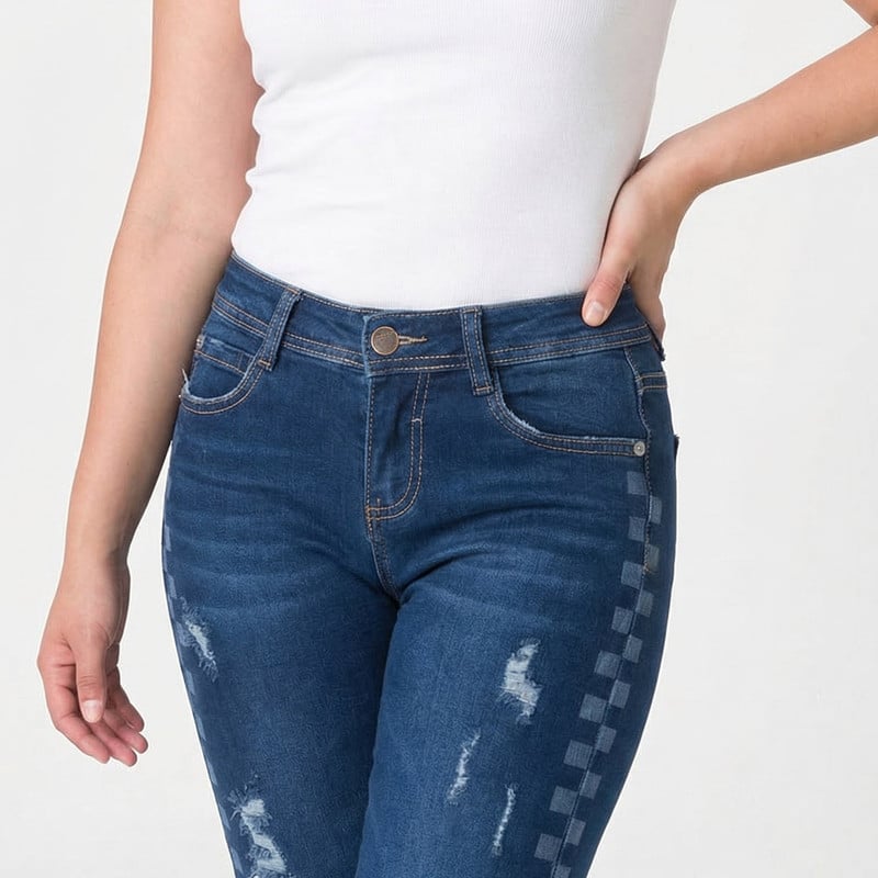 PANTALON MODA MURANA SQUARES DENIM STRETCH MUJER - 4
