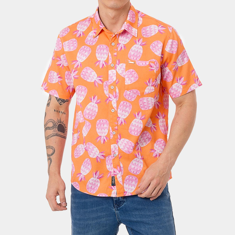 CAMISA MODA VERAO PRINT POPELINA HOMBRE - 1