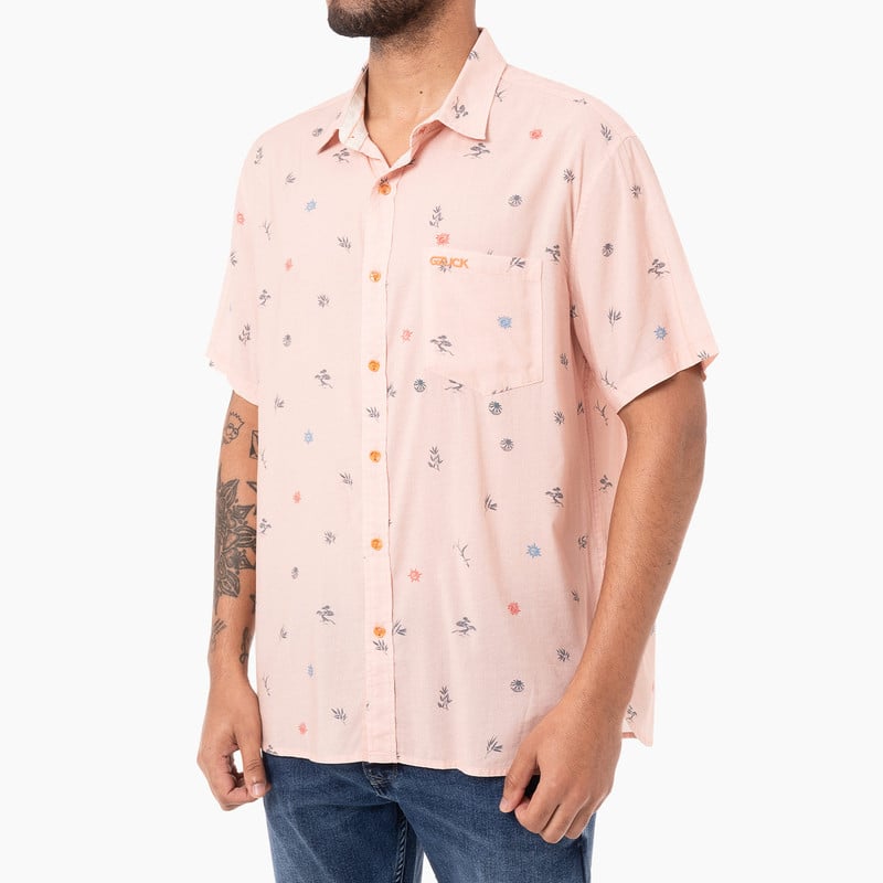 CAMISA MODA PRINT LEAVS POPELINA HOMBRE - 2