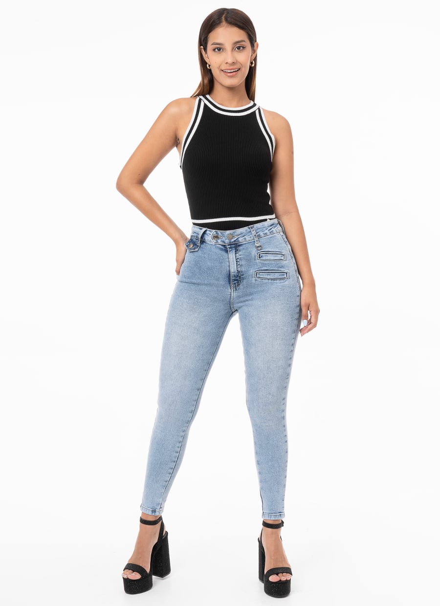 PANTALÓN JEAN PITILLO DENIM STRETCH MUJER GOCCOS CESCA - 1