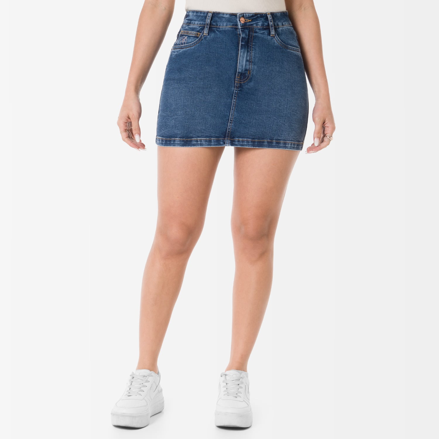 FALDA MINI SHORT DENIM STRETCH MUJER GOCCOS YANASI - 1