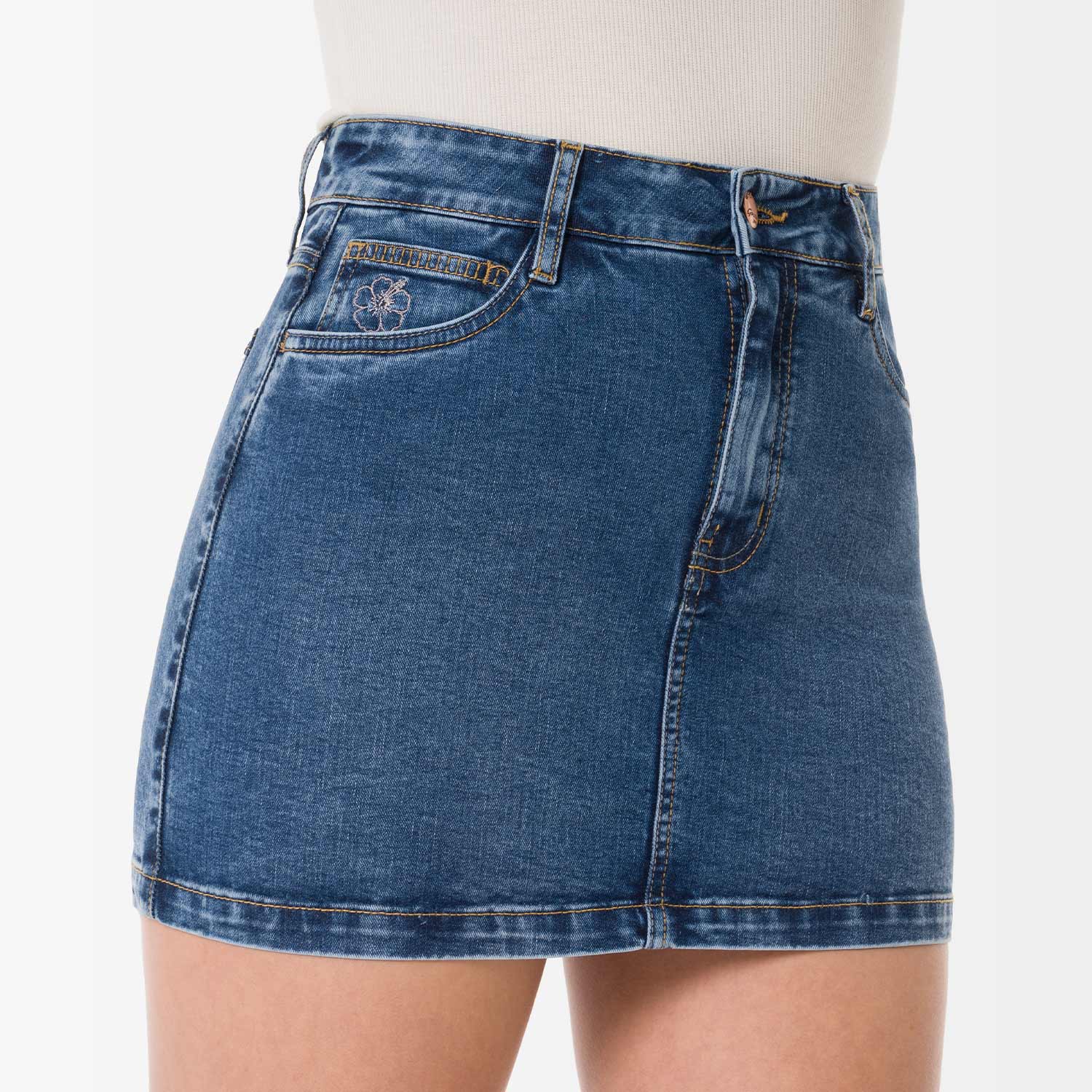 FALDA MINI SHORT DENIM STRETCH MUJER GOCCOS YANASI - 3