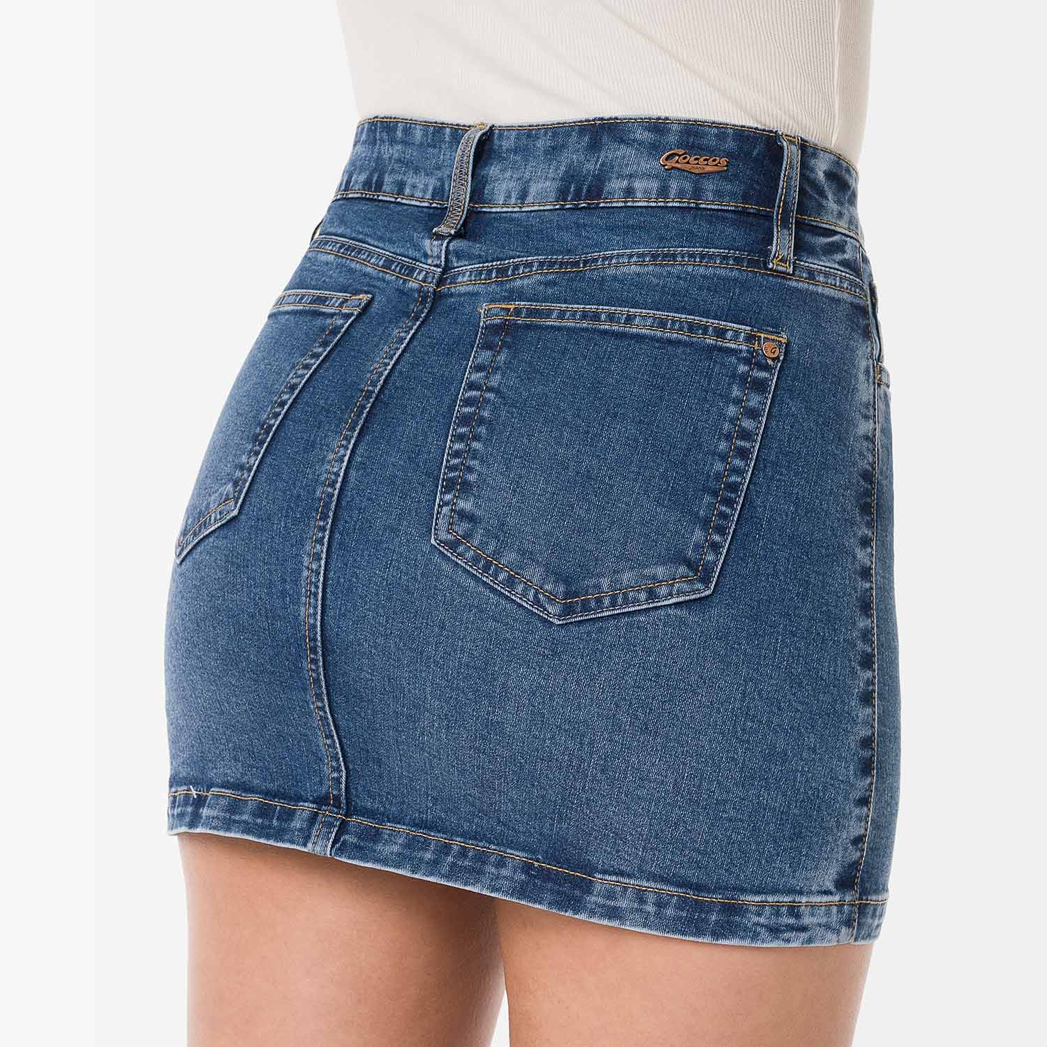 FALDA MINI SHORT DENIM STRETCH MUJER GOCCOS YANASI - 4