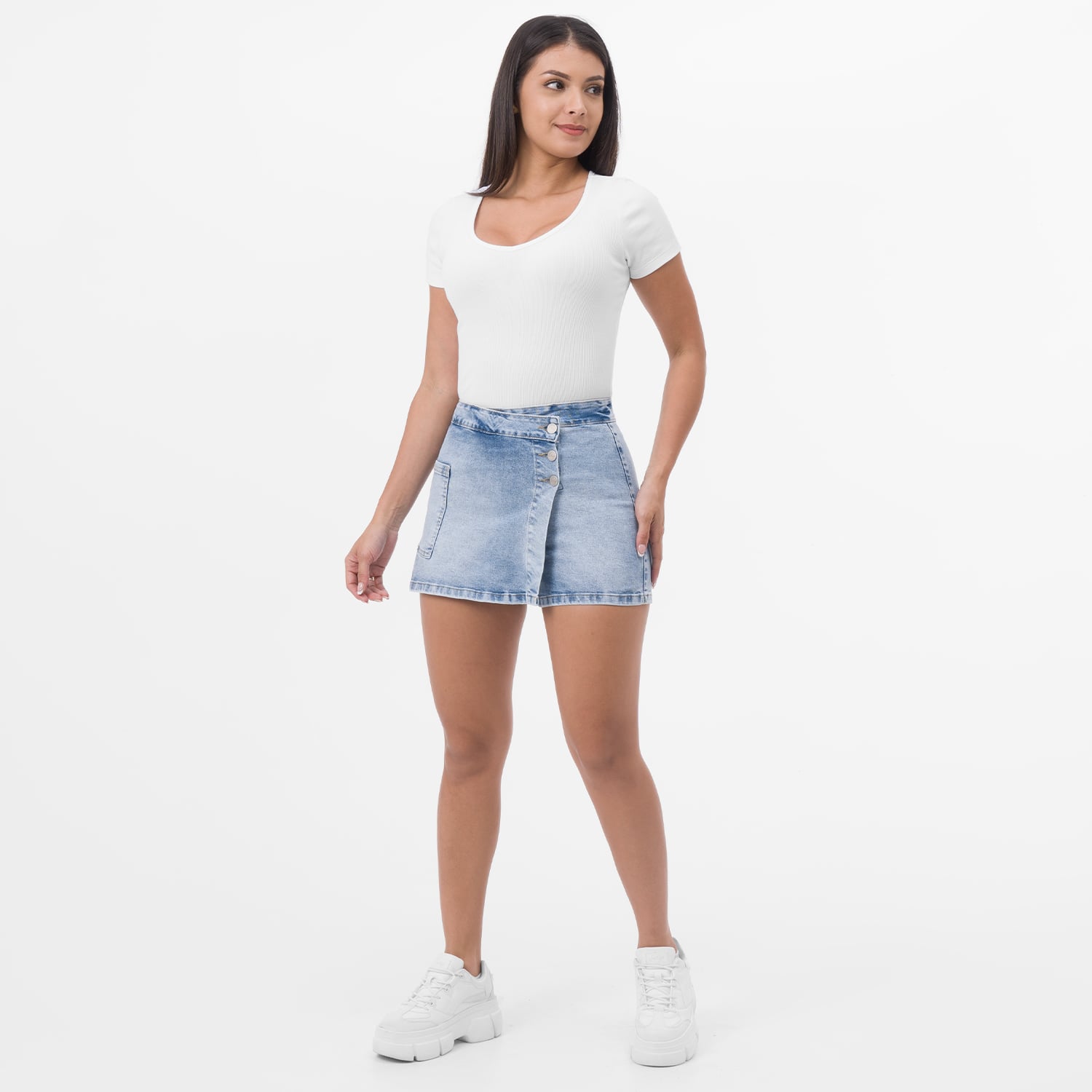 SHORT DENIM STRETCH MUJER FITS ME SANBRY - 5
