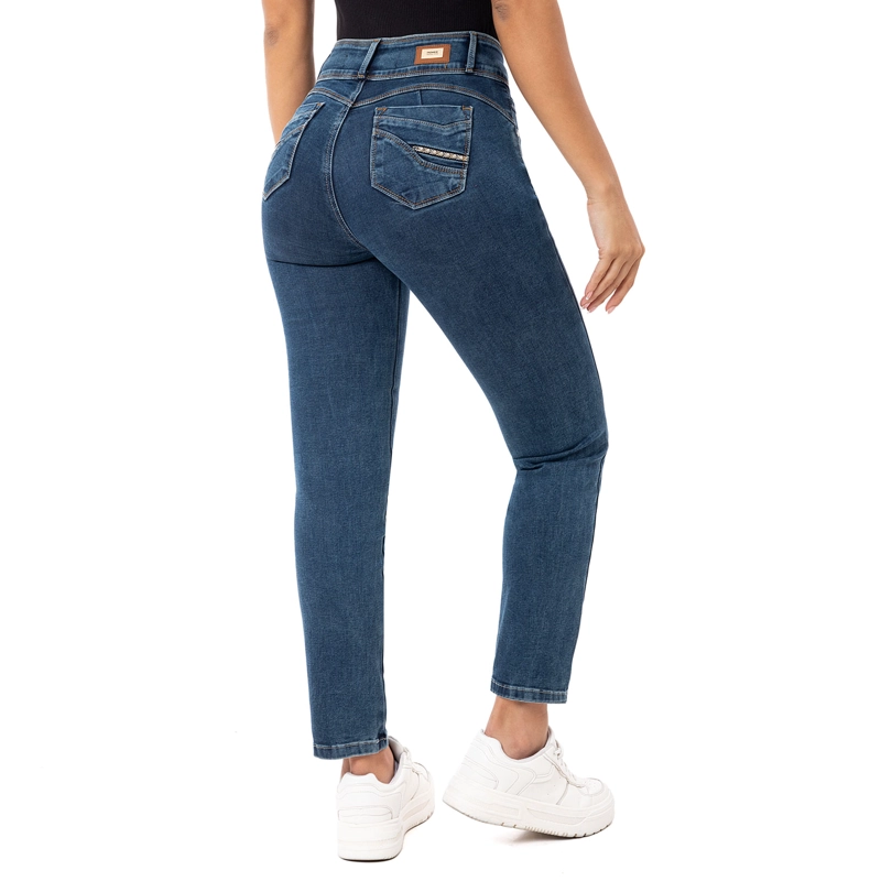 PANTALON MODA DENIM STRETCH PARA MUJER OLIBYA - 4