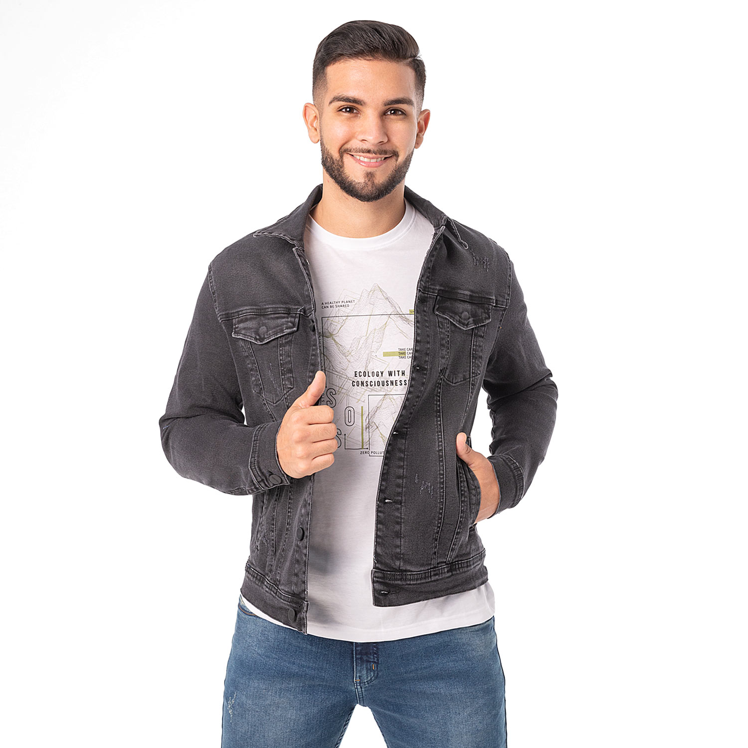 CASACA DENIM STRETCH HOMBRE KHENAT - 1