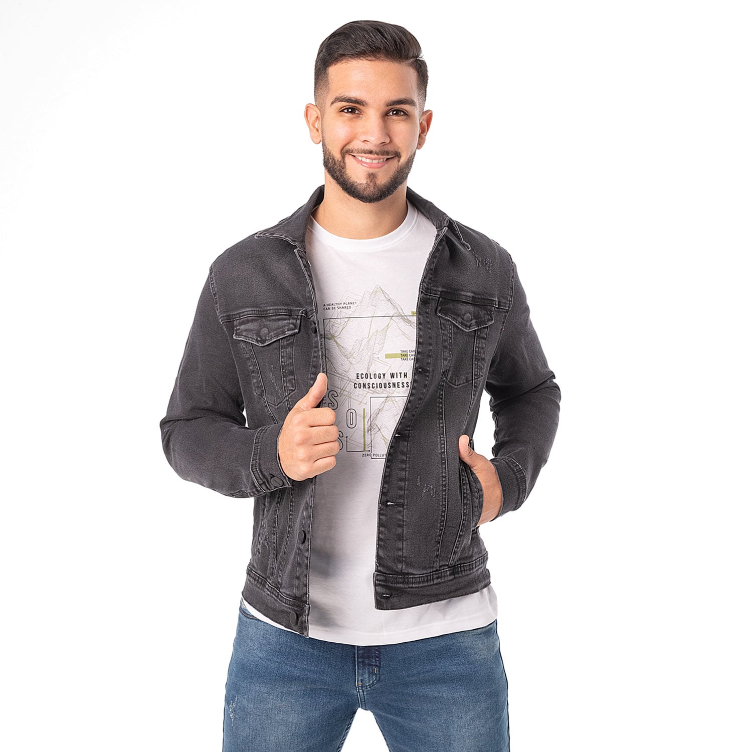 CASACA DENIM STRETCH HOMBRE KHENAT - 1