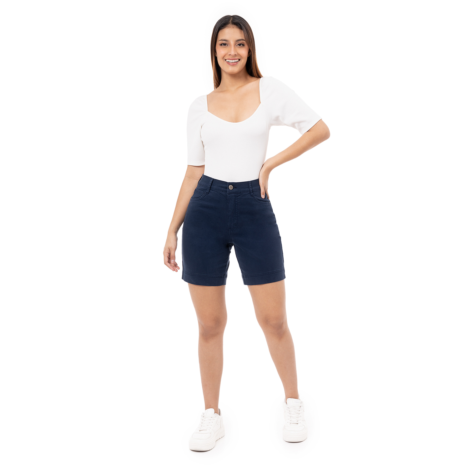 SHORTS BASICO FRANCILA DRILL STRETCH MUJER - 1