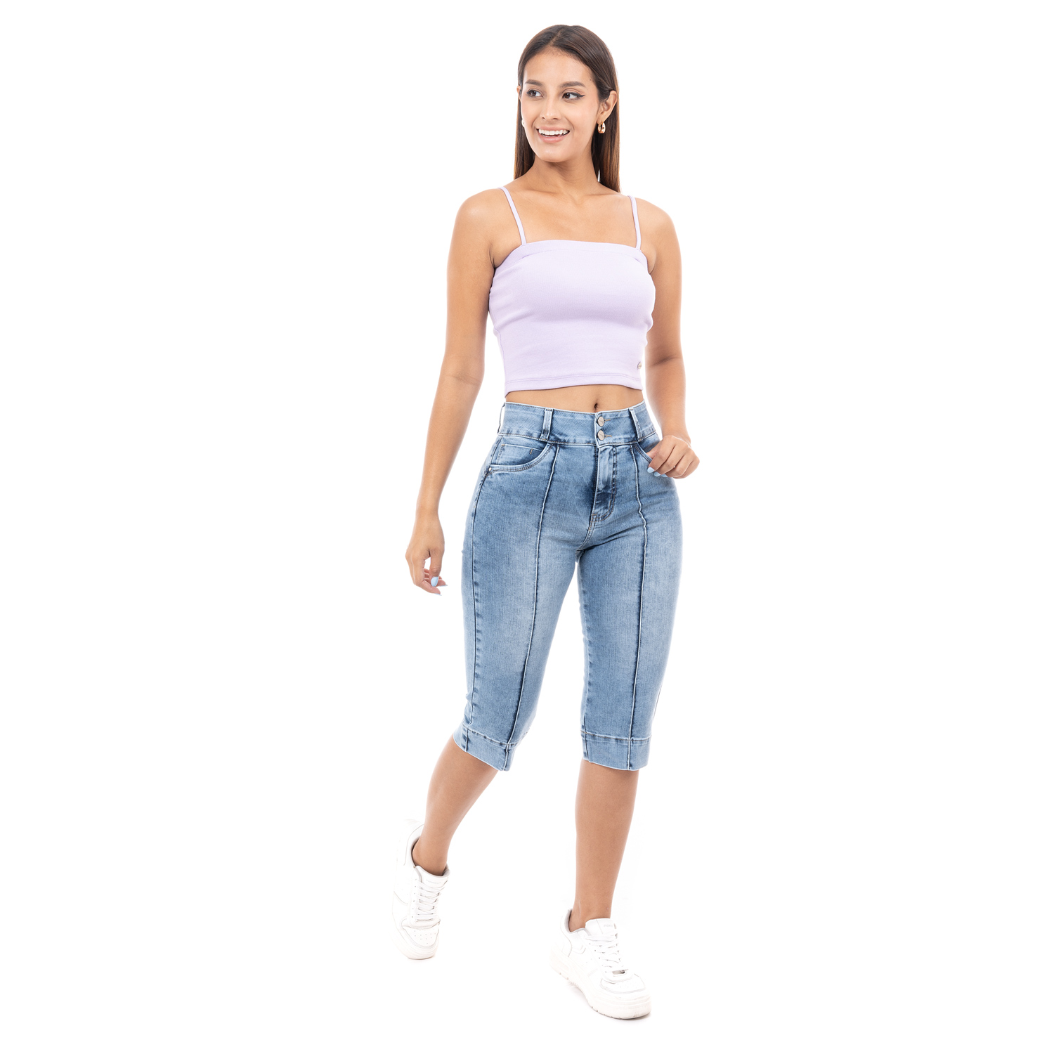 SHORT CROPPED DENIM STRETCH MUJER PIONIER PAOLIZZA - 1