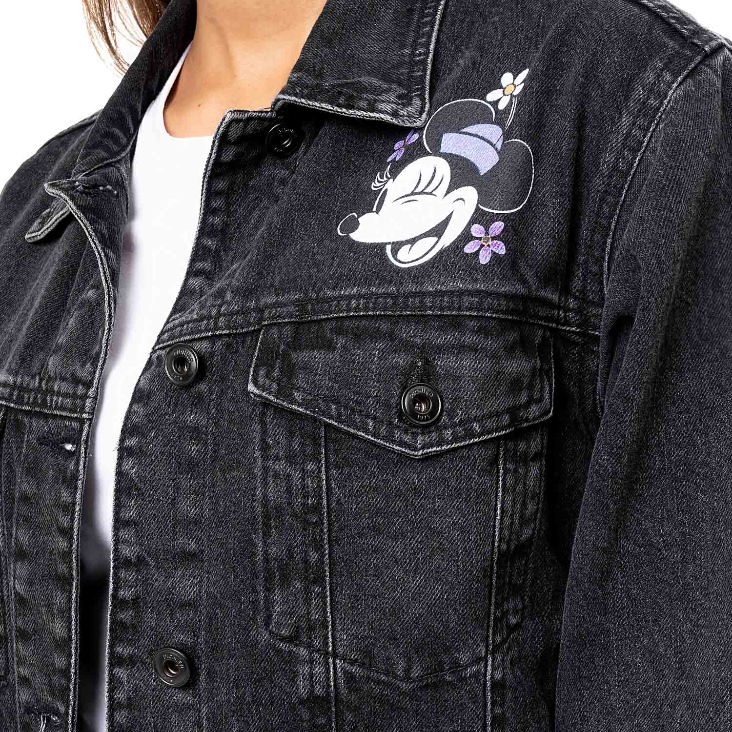 CAMISACO DENIM MUJER PIONIER NEGRO MALAK-DISNEY - 4