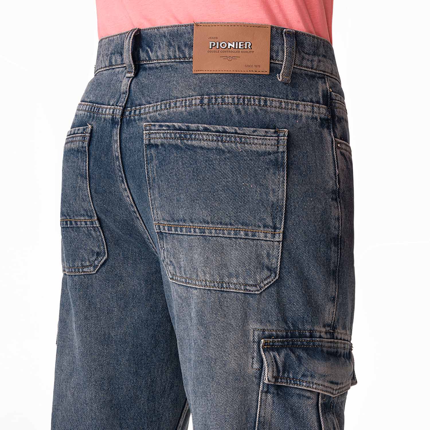 PANTALON HOMBRE PIONIER MULTICOLOR WILOW CARGO DENIM - 4