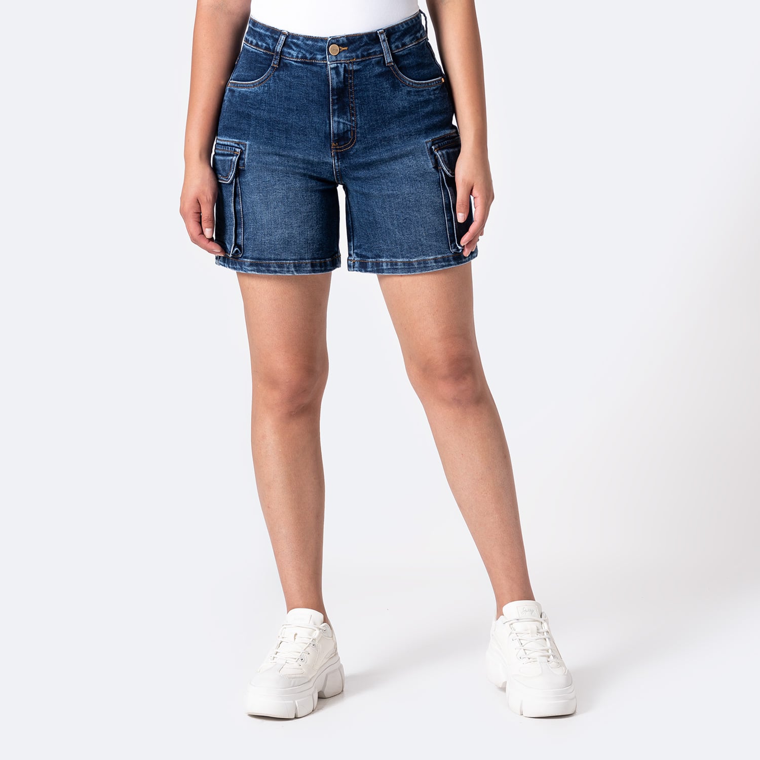 BERMUDA CARGO DENIM STRETCH MUJER DAYANIH - 1