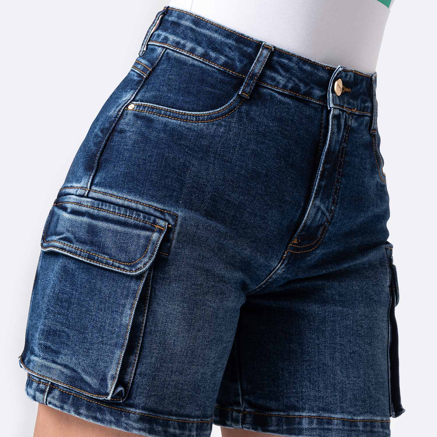 BERMUDA CARGO DENIM STRETCH MUJER DAYANIH - 3