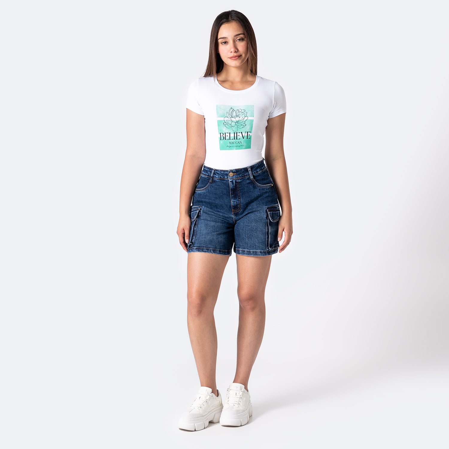 BERMUDA CARGO DENIM STRETCH MUJER DAYANIH - 5