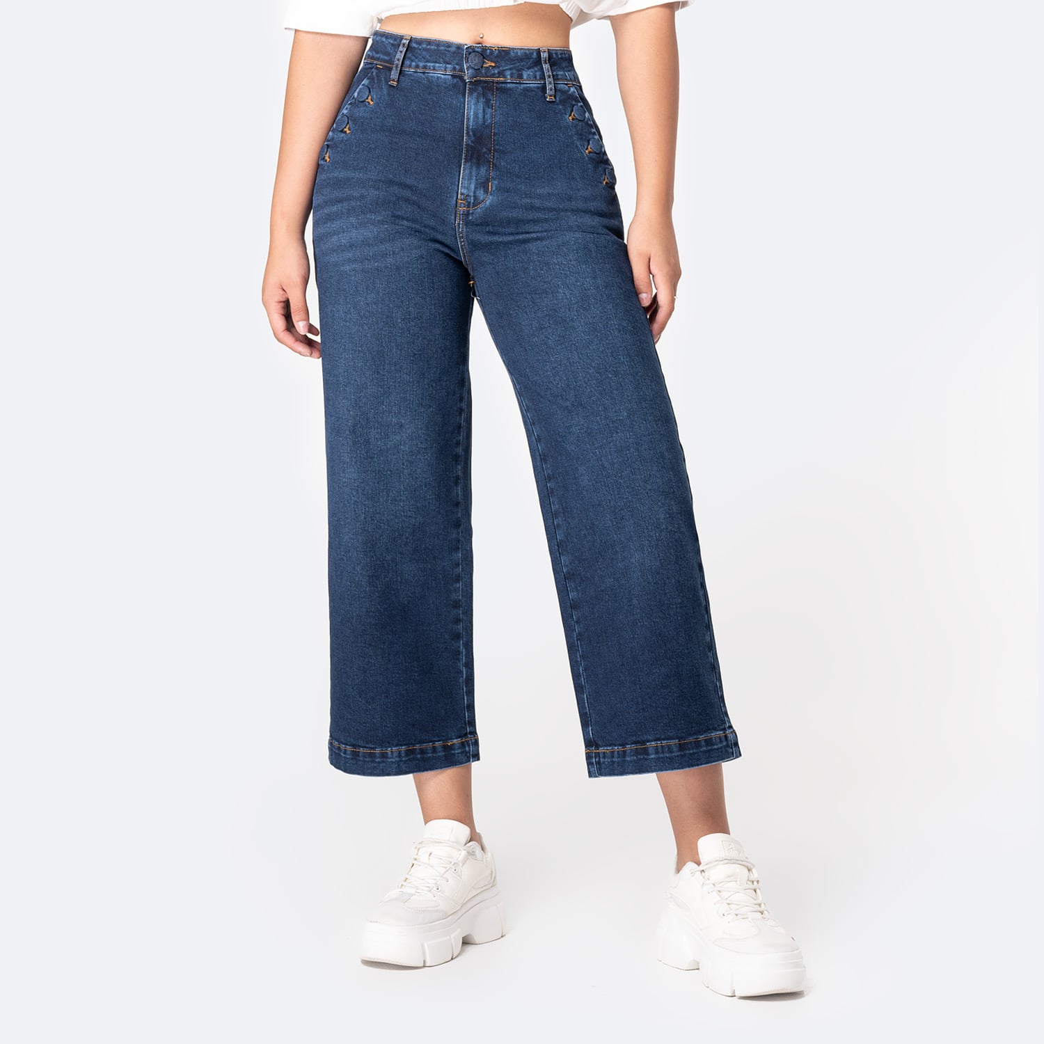 JEANS CULOTTE DENIM STRETCH MUJER PIONIER BRUNELHA - 1