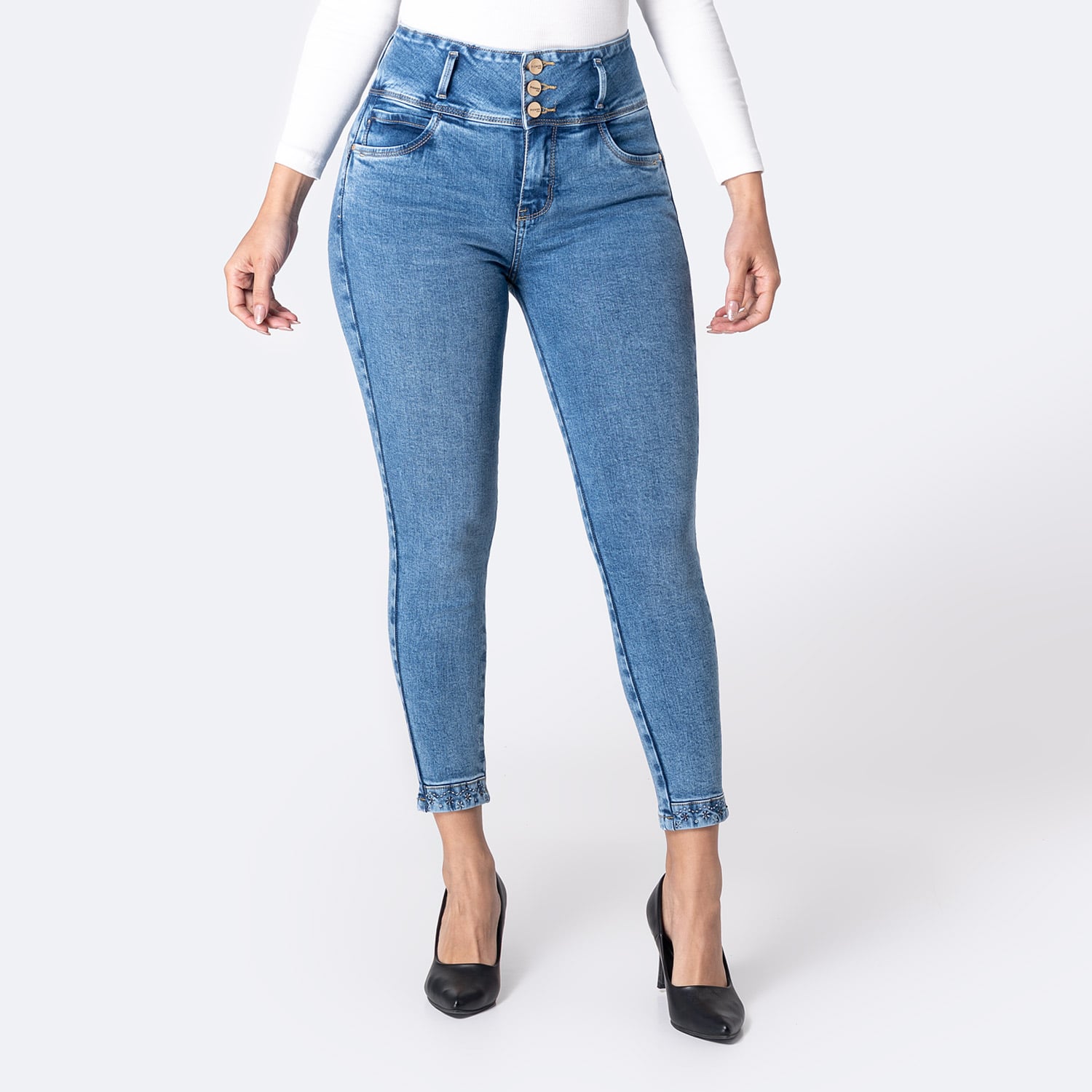 PANTALÓN JEAN DENIM STRETCH MUJER PIONIER NELHA - 1