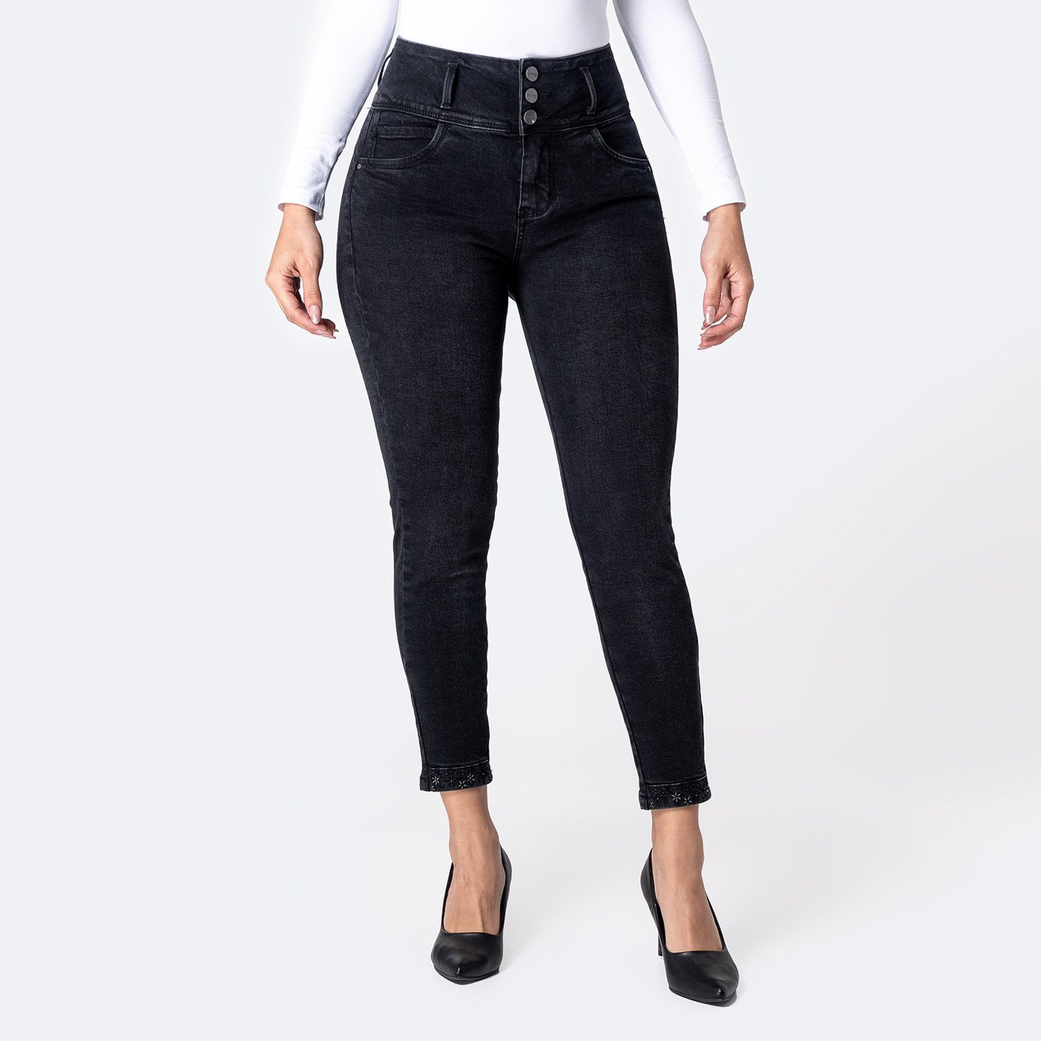 PANTALÓN JEAN DENIM STRETCH MUJER PIONIER NELHA - 1