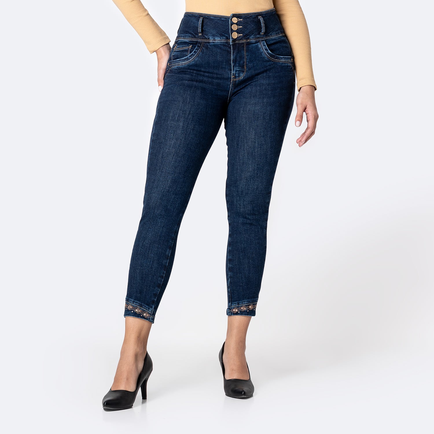PANTALÓN JEAN DENIM STRETCH MUJER PIONIER AMELIEH - 1