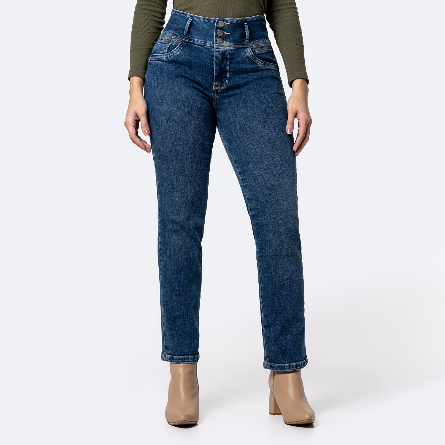 PANTALÓN JEAN DENIM STRETCH MUJER PIONIER LORUBAL - 1