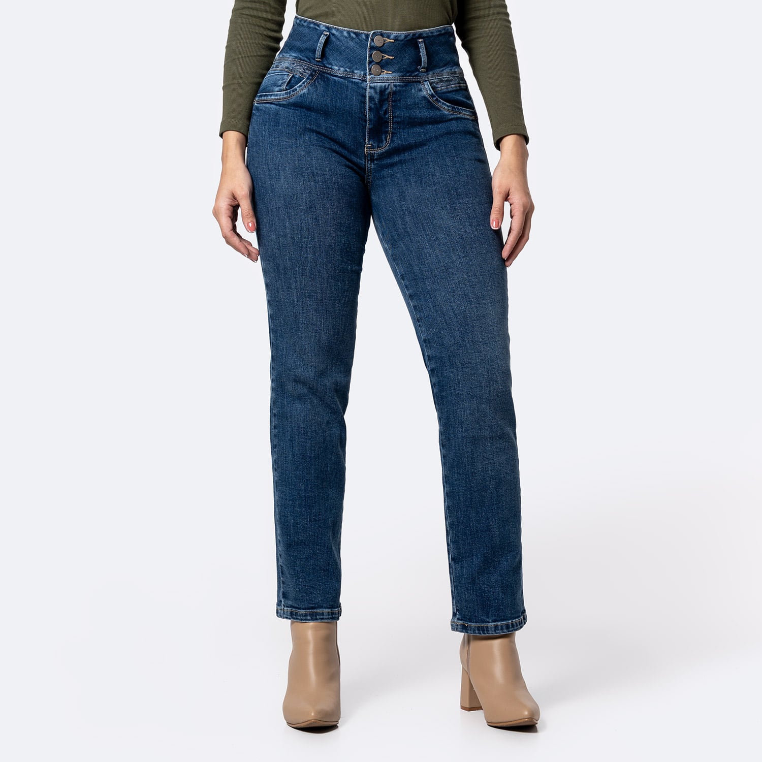 PANTALÓN JEAN DENIM STRETCH MUJER PIONIER LORUBAL - 1