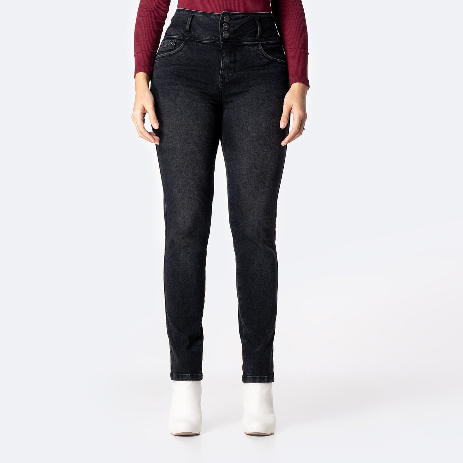 PANTALÓN JEAN SEMIPITILLO DENIM STRETCH MUJER PIONIER ALANAH - 1