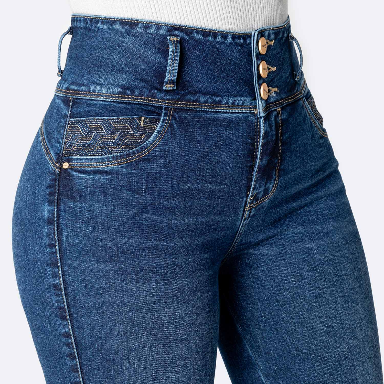 PANTALÓN JEAN PITILLO DENIM STRETCH MUJER PIONIER KIANAH - 3