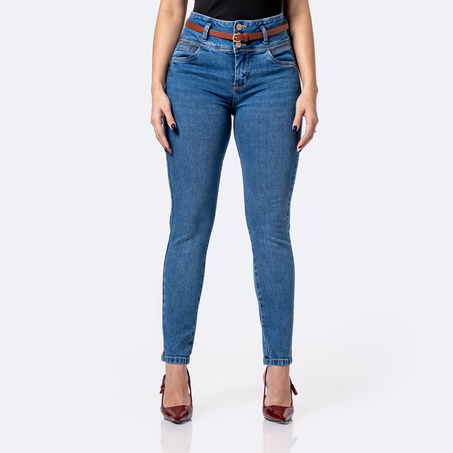 PANTALÓN JEAN SEMIPITILLO DENIM STRETCH MUJER PIONIER CELINNDA - 1