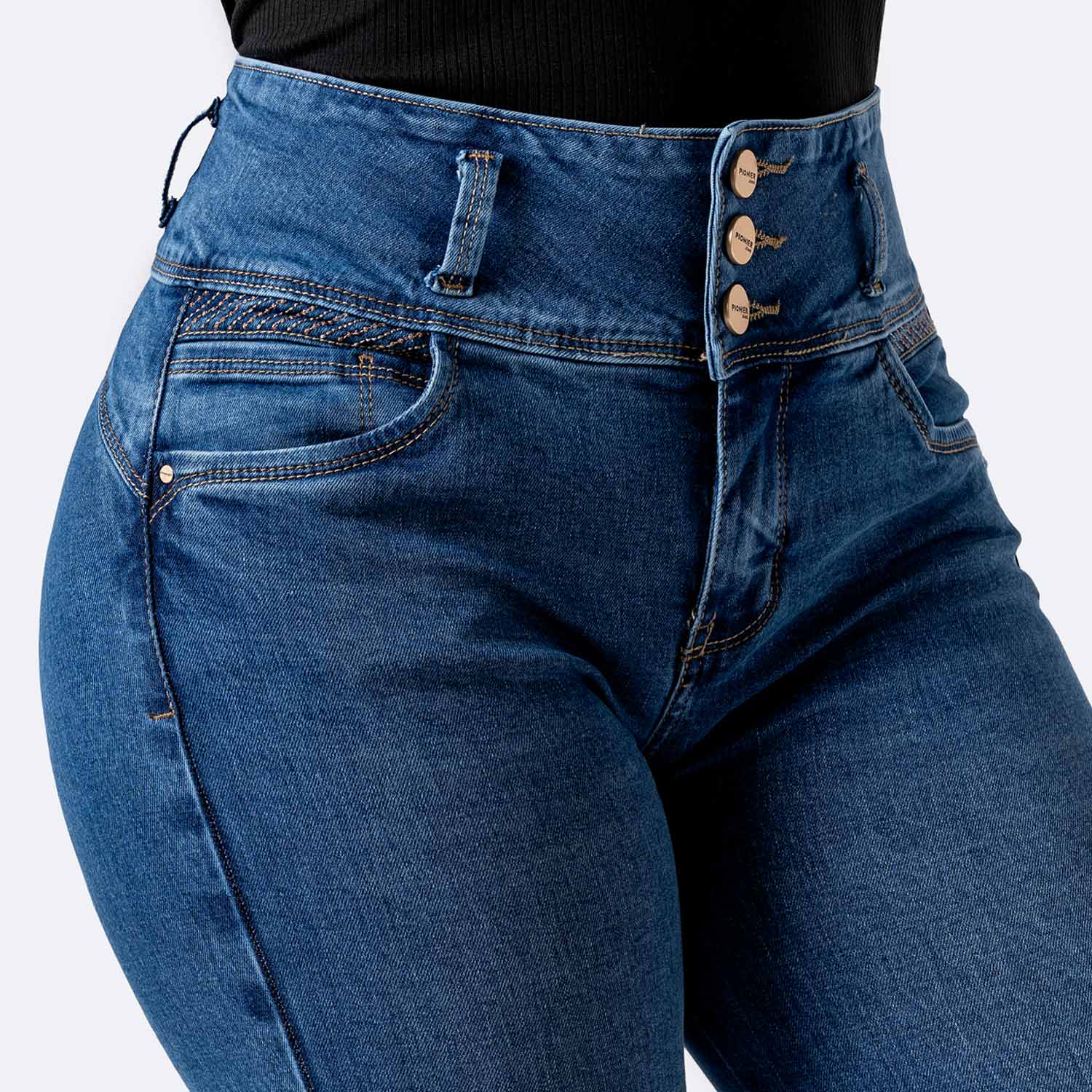 PANTALÓN JEAN SEMIPITILLO DENIM STRETCH MUJER PIONIER CELINNDA - 3