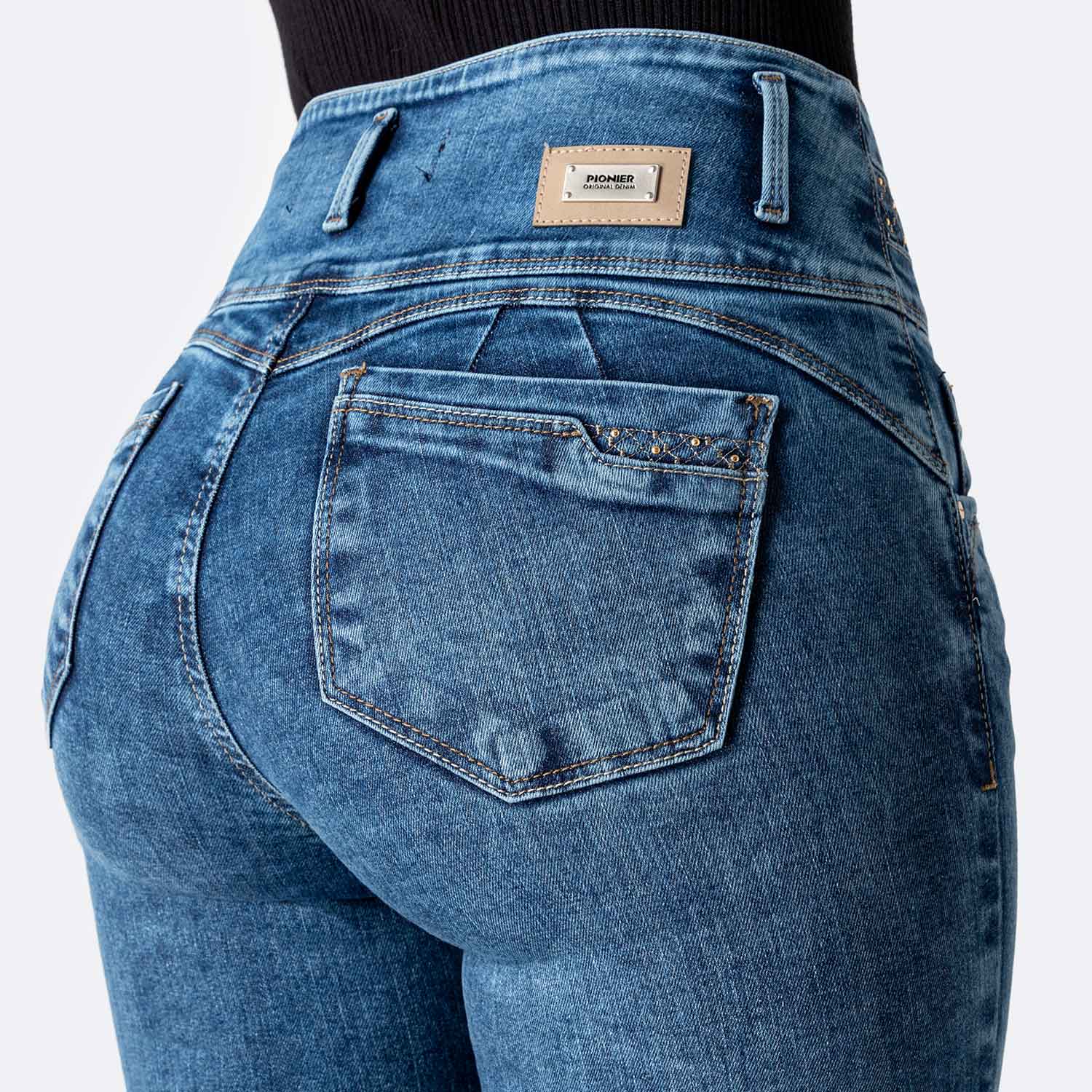 PANTALÓN JEAN SEMIPITILLO DENIM STRETCH MUJER PIONIER DEFNNA - 4