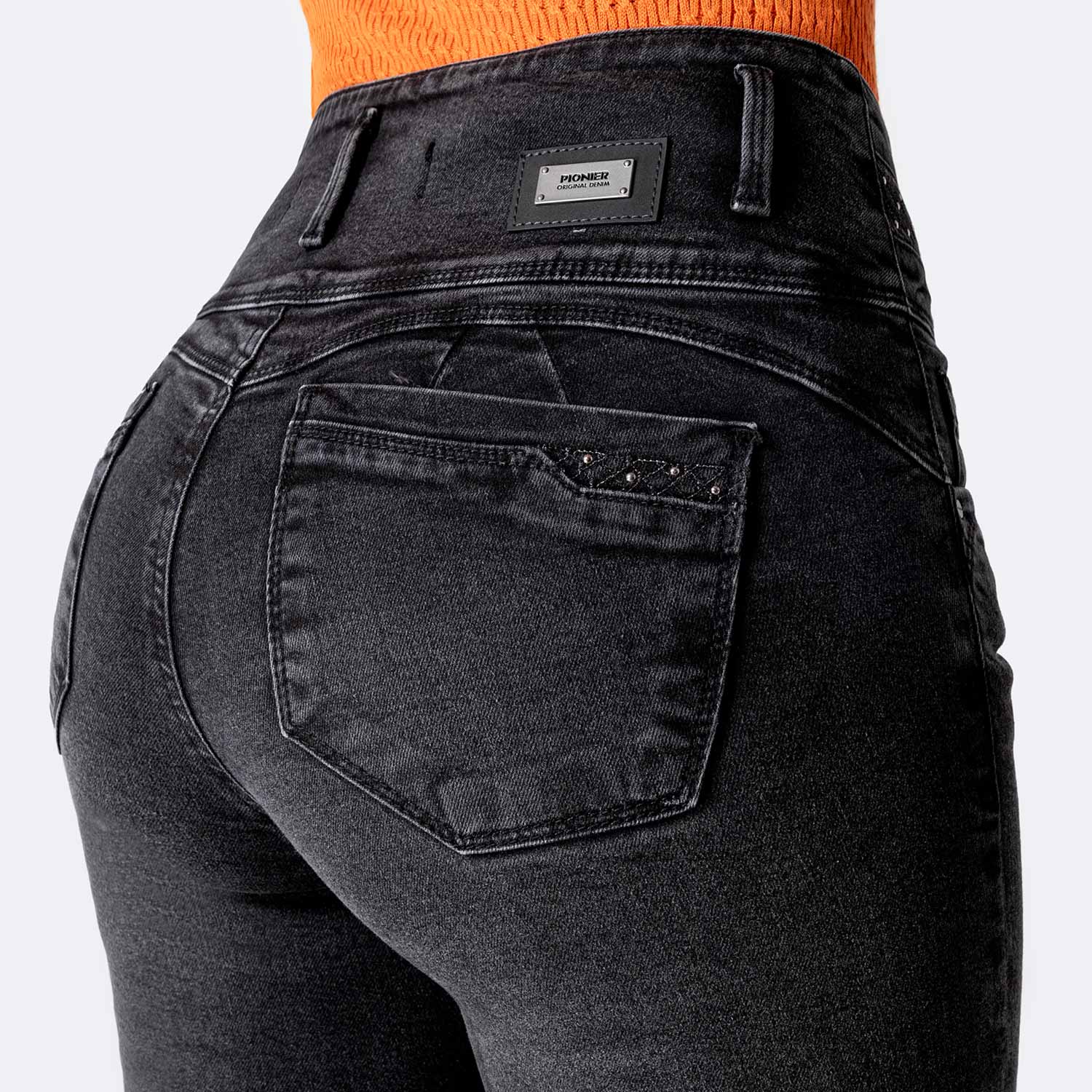 PANTALÓN JEAN SEMIPITILLO DENIM STRETCH MUJER PIONIER DEFNNA - 4