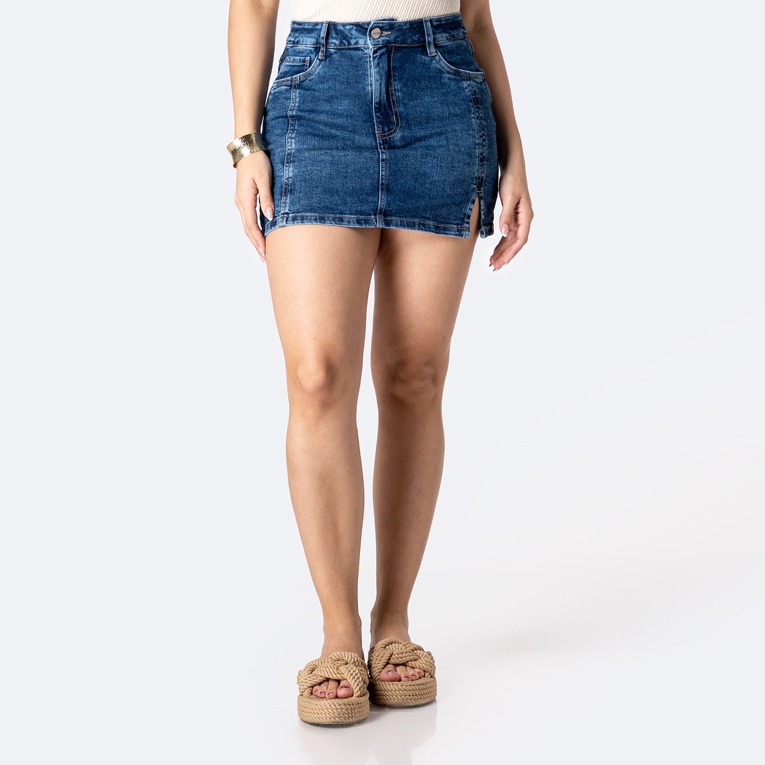 FALDA MINI SHORT DENIM STRETCH MUJER PIONIER MARIANELAH - 1