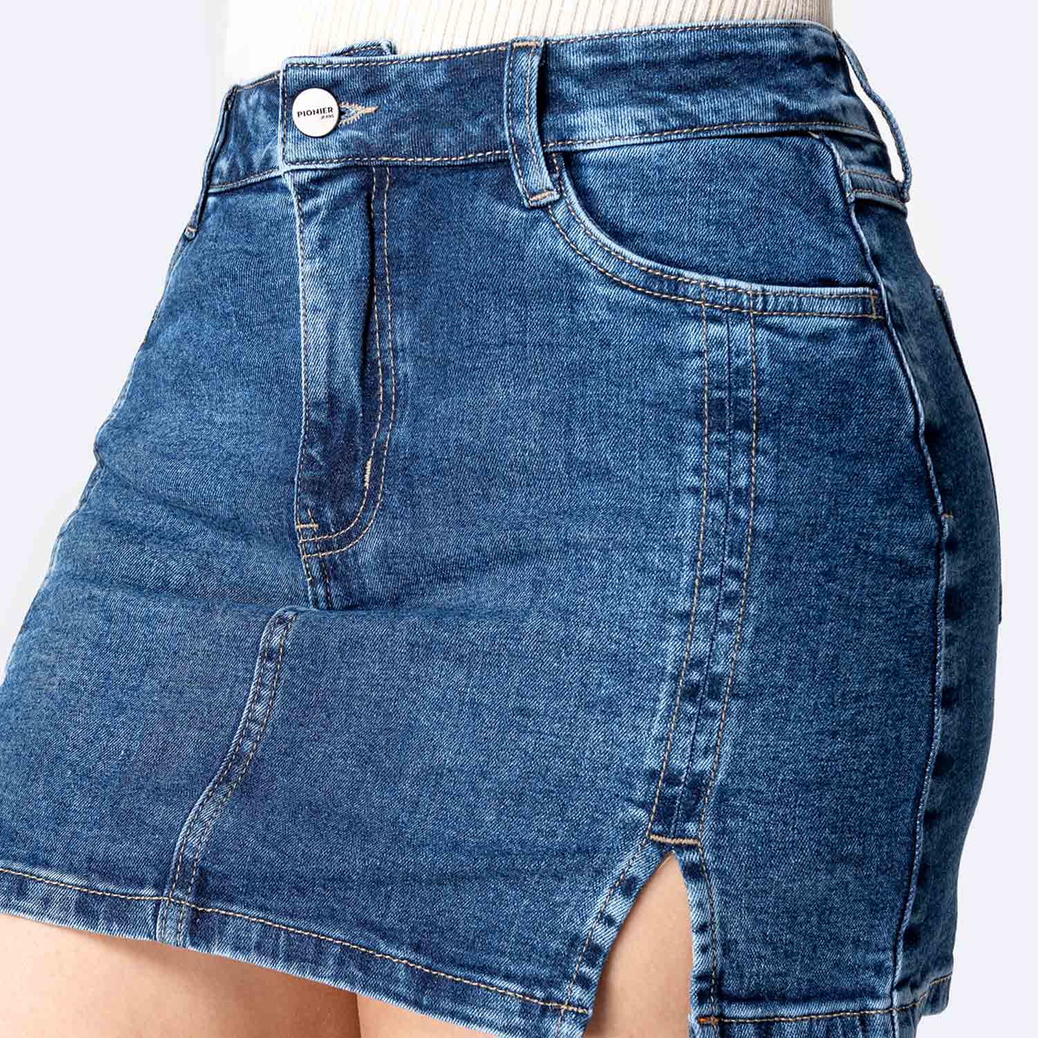 FALDA MINI SHORT DENIM STRETCH MUJER PIONIER MARIANELAH - 3