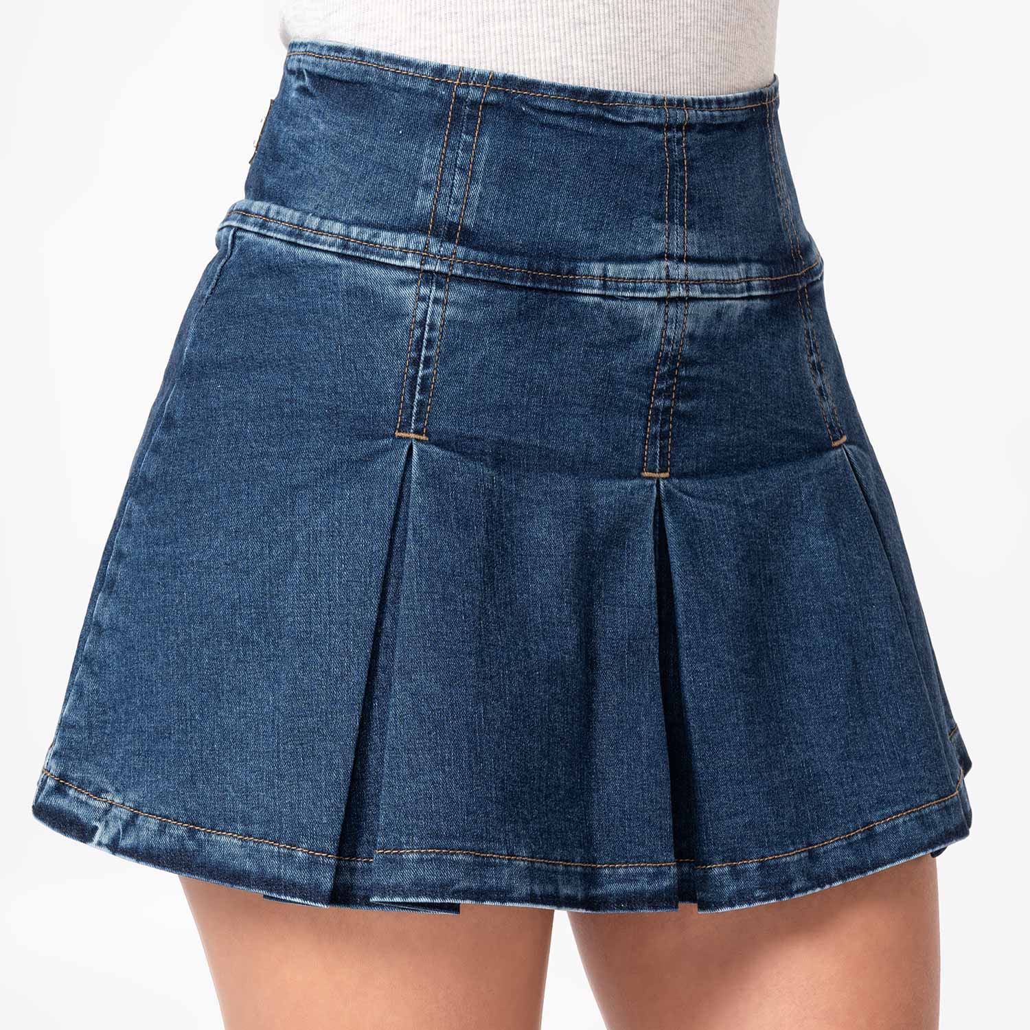 FALDA MINI SHORT DENIM STRETCH MUJER PIONIER MANAYA - 3