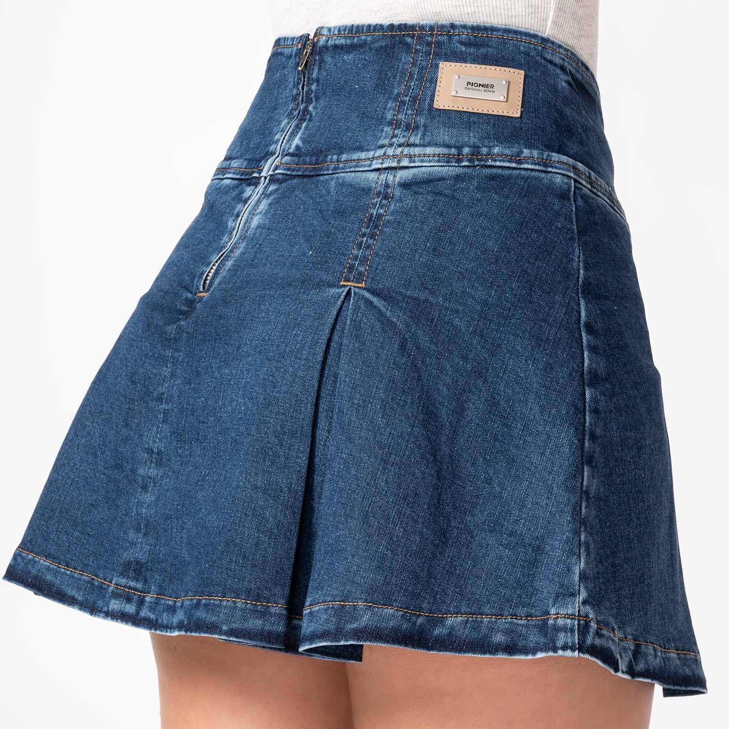 FALDA MINI SHORT DENIM STRETCH MUJER PIONIER MANAYA - 4