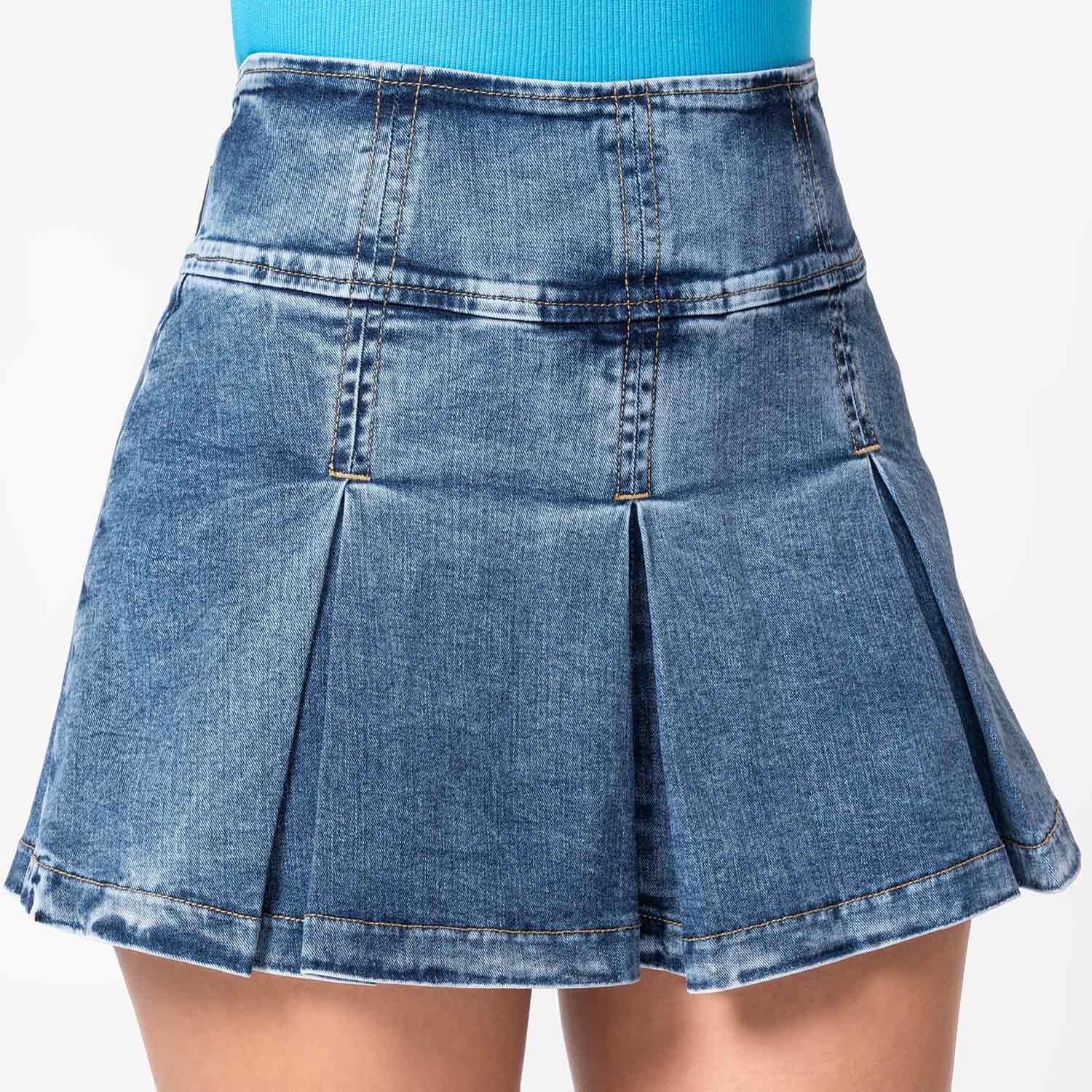 FALDA MINI SHORT DENIM STRETCH MUJER PIONIER MANAYA - 3