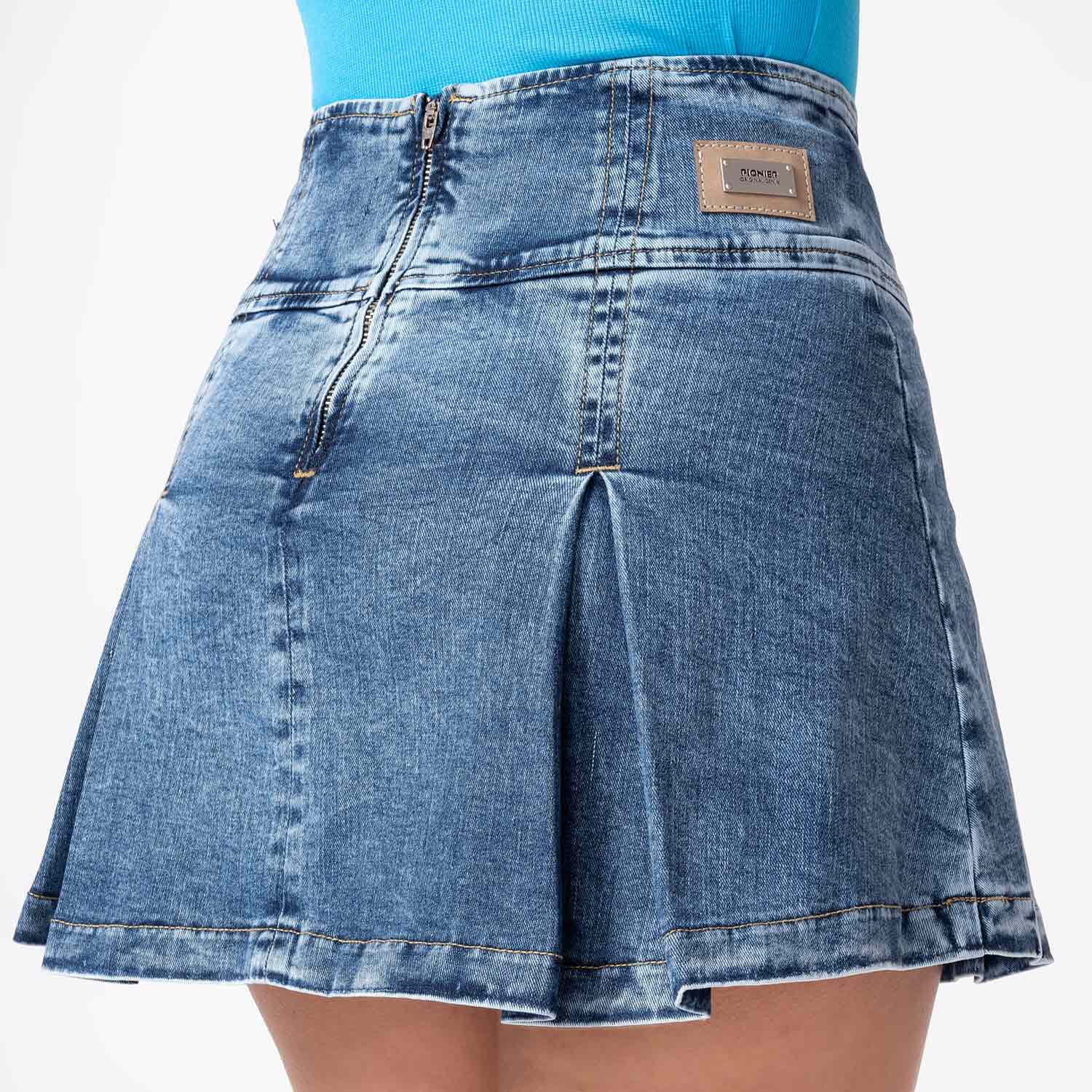 FALDA MINI SHORT DENIM STRETCH MUJER PIONIER MANAYA - 4