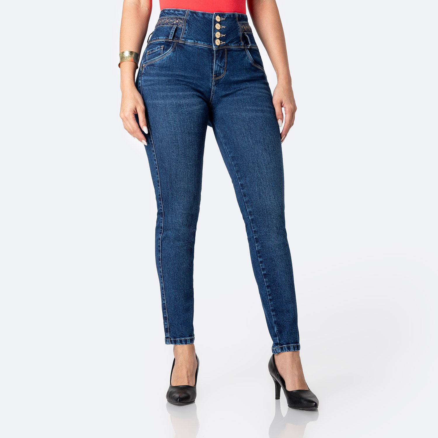 PANTALÓN JEAN SEMIPITILLO DENIM STRETCH MUJER PIONIER GENNESIS - 1