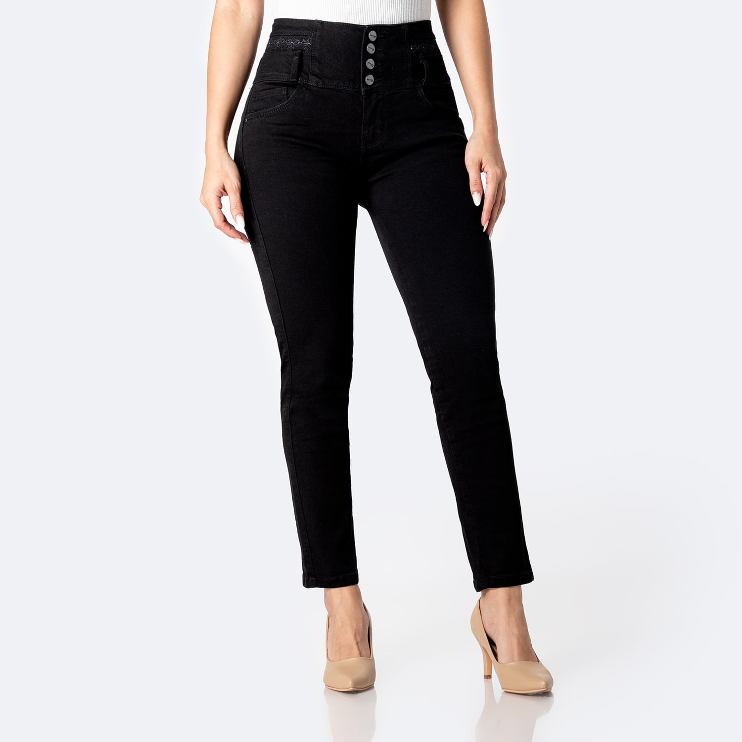 PANTALÓN JEAN SEMIPITILLO DENIM STRETCH MUJER PIONIER GENNESIS - 1